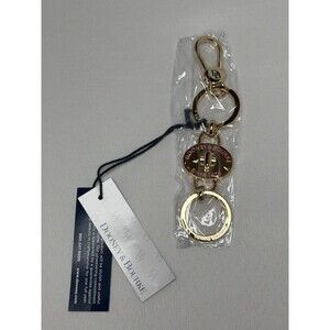 Dooney & Bourke Gold Tone Keychain Lobster Clasp Logo Medallion Pink NWT
